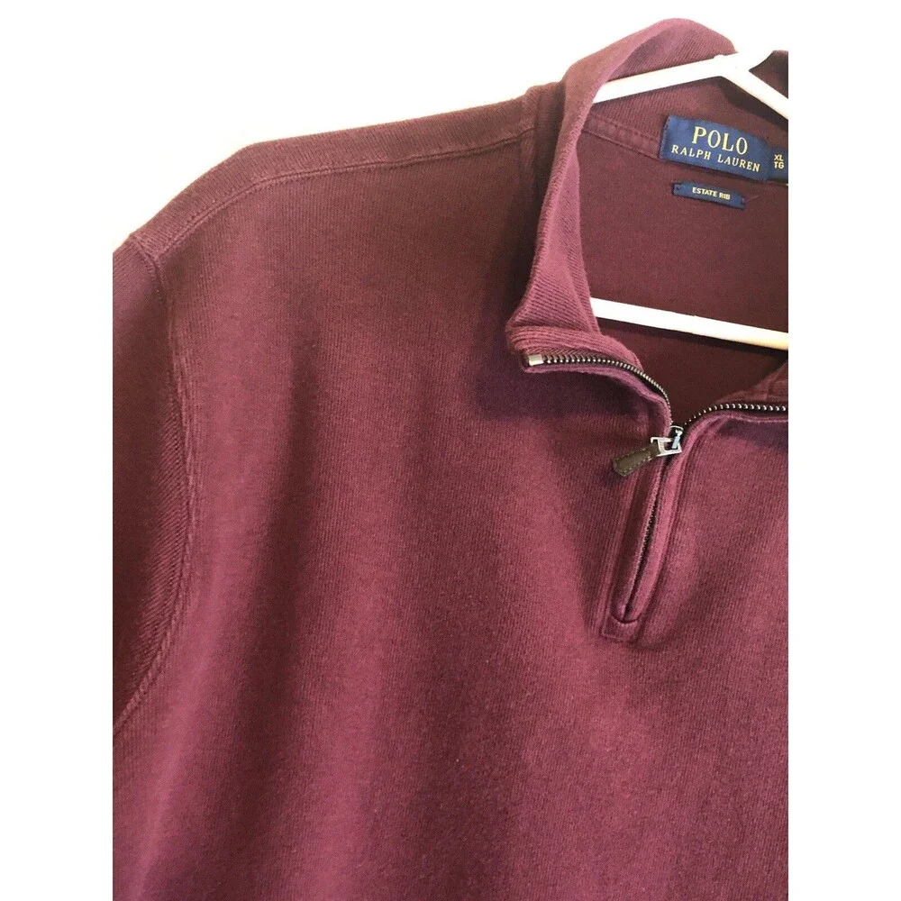 Polo Ralph Lauren Estate Rib Sweater Men XL  Cotton 1/4 Zip Pullover Pony